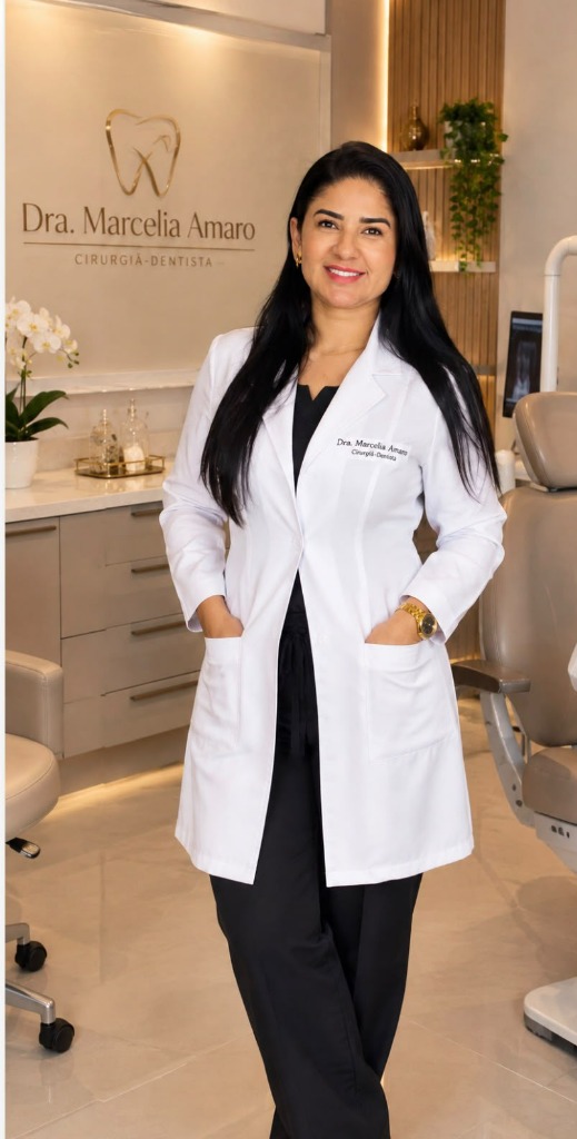Dra. Marcélia Amaro no consultório odontológico